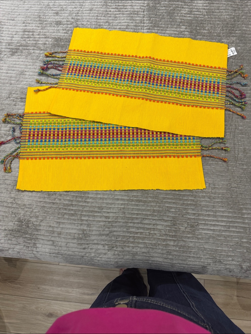 NWT Pier 1 Yellow Ribbed Cotton Placemat set 2